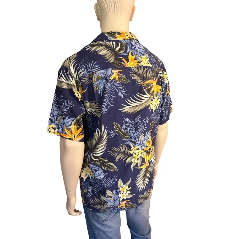 Sandwich Isle Hawaiian Shirt Tiki Button Front 100% Rayon Floral Foliage NWOT - Picture 6 of 11